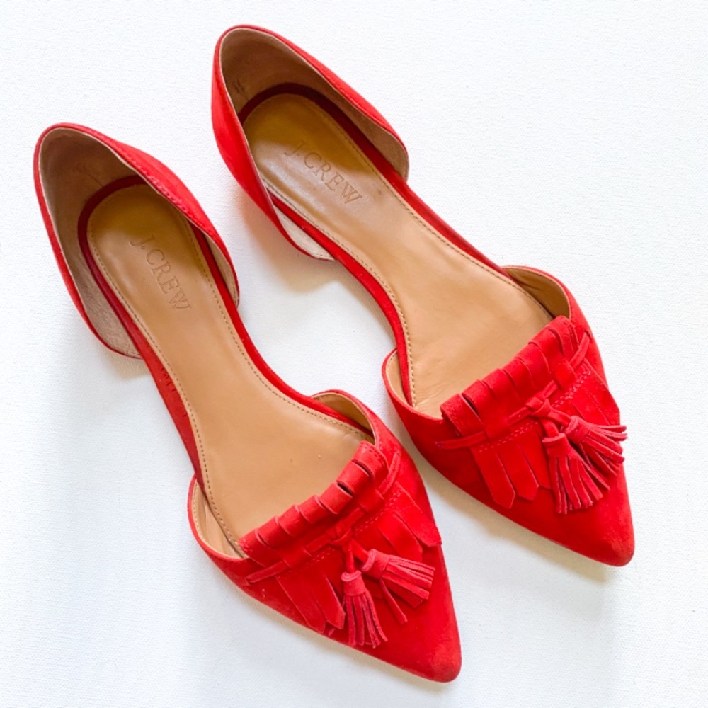 J. Crew Red Tassel D’Orsay Flats - Picture 2 of 8